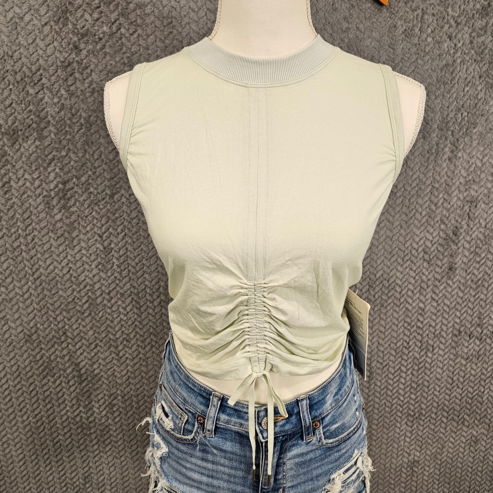 Lululemon Cinch Me Up Front Tank Sea Ghost Green Pima Cotton Crop Top LW1CKCS 4